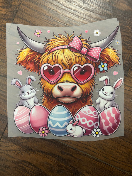 Highland Cow Easter DTF Print